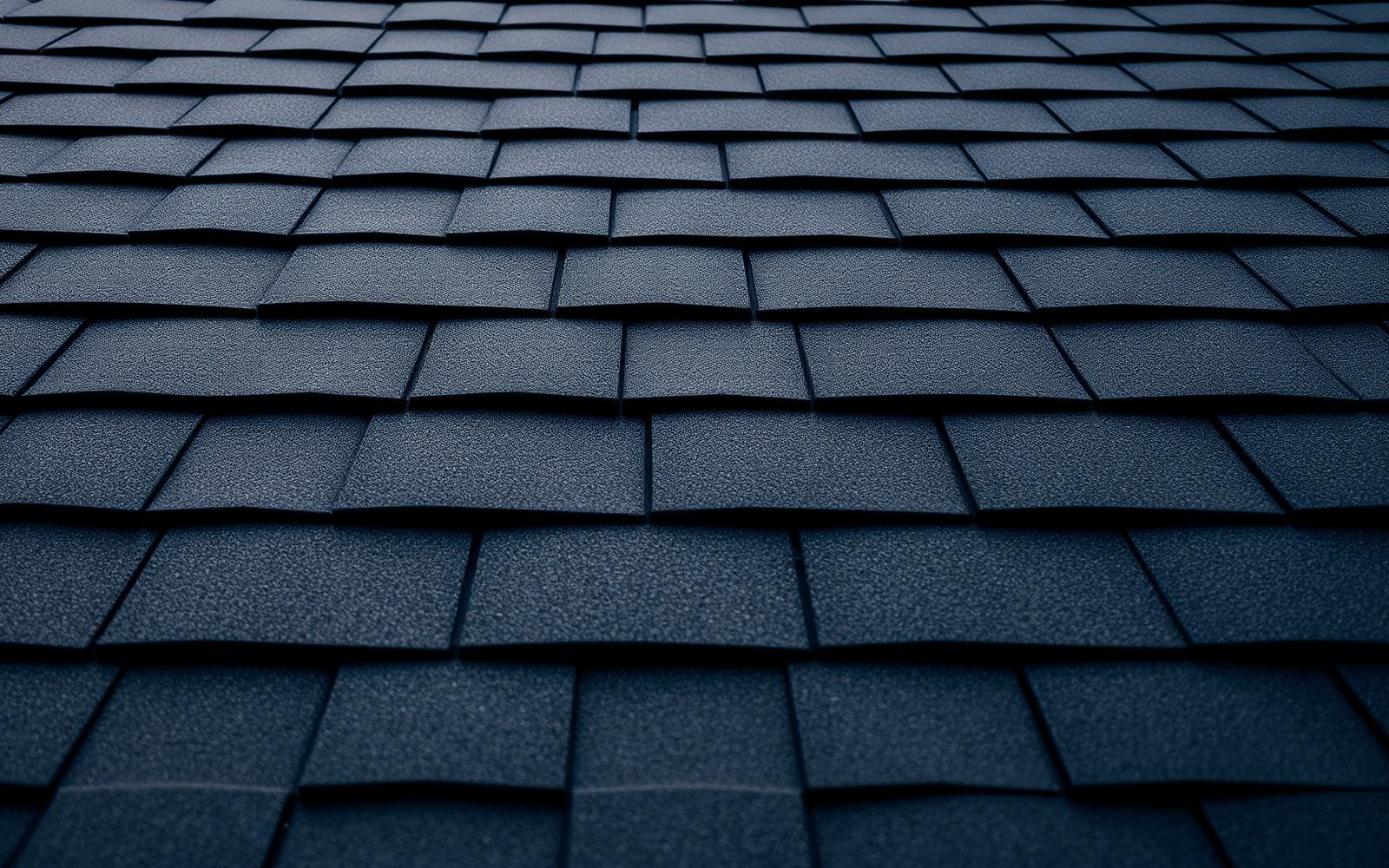 Macro photo of new charcoal architectural asphalt shingles
